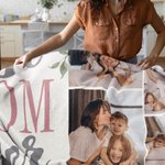 Personalized Best Mom Ever 5 Photos Collage Cozy Soft Blanket with Text Birthday Mother's Day Gift for Mother Grandmother