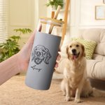 Personalisierte Haustier Foto eingraviert Name 17oz Glas Becher mit Silikonhülle Bambus Deckel und Stroh Geburtstag Geschenk für Tierliebhaber