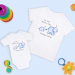 T-shirt personnalisé Notre première fête des mères avec éléphant pour bébé et maman avec noms Cadeau pour bébé nouvelle maman