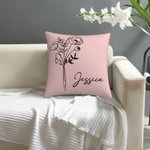 Personalised Multicolour Birth Flower Pillow Cover with Name Mother's Day Birthday Gift for Woman
