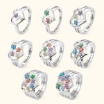 Personlig Grandma's Garden Birthstone Flower Family Ring med graverade namn Födelsedag Mors dag Present till mormor mor