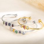 Personnalisé 1-5 cristal brut Birthstones Bracelet ajustable pour la famille Cadeau de fête des mères et d'anniversaire pour les femmes
