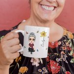 Personalizzato carino Cartoon donne ragazza nascita fiore bianco Cremic Mug 11 oz 15 oz regalo per la festa della mamma per lei