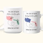 Personalizzato L'amore tra madre e figlia non conosce distanze Mappa 11 oz 15 oz tazza di ceramica Lunga distanza Festa del papà Festa della mamma Reg