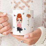 Personalizzato carino Cartoon donne ragazza nascita fiore bianco Cremic Mug 11 oz 15 oz regalo per la festa della mamma per lei