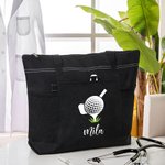 Gepersonaliseerde Golfbal Tee en Club Bloemen Gras Patroon Tas met Ritssluiting en Naam Grote Capaciteit Sport Cadeau voor Golfliefhebber
