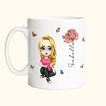 Personalizzato carino Cartoon donne ragazza nascita fiore bianco Cremic Mug 11 oz 15 oz regalo per la festa della mamma per lei