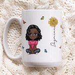Personalizzato carino Cartoon donne ragazza nascita fiore bianco Cremic Mug 11 oz 15 oz regalo per la festa della mamma per lei