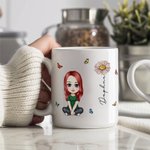 Personalizzato carino Cartoon donne ragazza nascita fiore bianco Cremic Mug 11 oz 15 oz regalo per la festa della mamma per lei