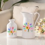 Personalized Multicolour 1-8 Handprint Bouquet Ceramic Vase with Names Mother's Day Birthday Gift for Mom