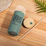 Personalisierte Haustier Foto eingraviert Name 17oz Glas Becher mit Silikonhülle Bambus Deckel und Stroh Geburtstag Geschenk für Tierliebhaber
