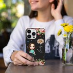 Personalised Cute Cartoon Character Phone Case with Birth Flower and Name Mother's Day Birthday Gift for Her
