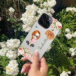 Personalised Cute Cartoon Character Phone Case with Birth Flower and Name Mother's Day Birthday Gift for Her