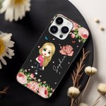 Personalised Cute Cartoon Character Phone Case with Birth Flower and Name Mother's Day Birthday Gift for Her