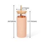 Bicchiere di vetro da 17 oz personalizzato con nome Bicchiere da caffè con coperchio in bambù inciso Custodia in silicone e cannuccia Regalo di comple