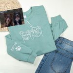 Personalised Pet Portrait Sweatshirt Hoodie with Name Birthday Gift for Dog Cat Mom Pet Lover Owner