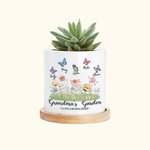 Personalized Grandma's Garden Butterfly Ceramic Plant Pot with Names Mother's Day Housewarming Gifts for Grandma Mom