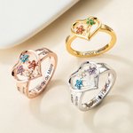 Bague de Famille en Argent Sterling Personnalisée avec Prénom et Pierres de Naissance en Fleurs Cadeau d'Anniversaire Fête des Mères pour Maman