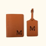 Personalised Multicolor Monogram PU Leather Passport Cover Luggage Tag Set Anniversary Birthday Gift for Travel Enthusiasts