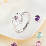 Bague de Famille en Argent Sterling Personnalisée avec Prénom et Pierres de Naissance en Fleurs Cadeau d'Anniversaire Fête des Mères pour Maman