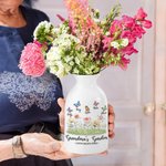 Personalised Grandma's Garden Butterfly White Ceramic Vase with 1- 8 Names Home Decoration Mother's Day Birthday Gift for Mom Grandma