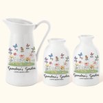 Personalised Grandma's Garden Butterfly White Ceramic Vase with 1- 8 Names Home Decoration Mother's Day Birthday Gift for Mom Grandma