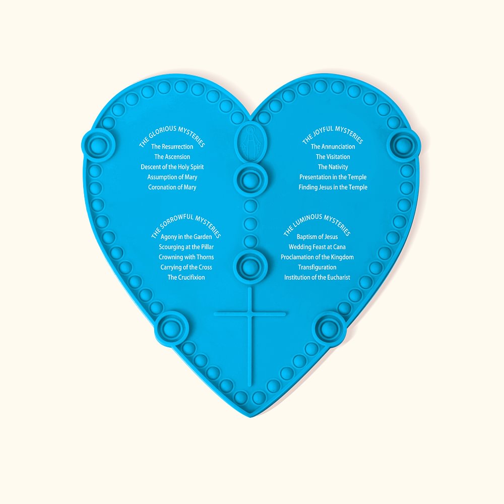 Personalisierte Herz Silikon interaktive Rosenkranz Popper katholische Werkzeug Erstkommunion Geschenk für Kind