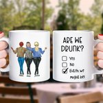 Tasse à café personnalisée Are We Drunk en céramique blanche avec nom Anniversaire Cadeau d'anniversaire pour sa sœur