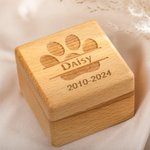 Personalised Engraving Wooden Pet Fur Photo Magnetic Keepsake Box with Name Dog Paw Rainbow Bridge Loss of Pet Memorial Gift for Pet Owner