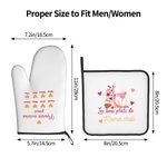 Set de 2 Guantes de Cocina y Porta Ollas Personalizados con Nombre y Texto Flor de Corazón para Mamá Amante de la Cocina