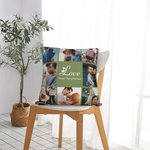 Housse d'Oreiller Personnalisée avec Photos et Texte Thème Amour Familial Décoration Collage à Domicile Cadeau pour Fête de Famille