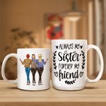 Gepersonaliseerde Always My Sister Forever My Friend Keramische mok met namen Verjaardagscadeau voor haar