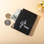 Porte-monnaies en Cuir Personnalisé avec Fleur de Naissance et Nom Porte-cartes Multicolore Portable Cadeau Anniversaire Noël pour Femme