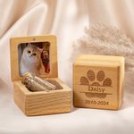 Personalised Engraving Wooden Pet Fur Photo Magnetic Keepsake Box with Name Dog Paw Rainbow Bridge Loss of Pet Memorial Gift for Pet Owner