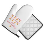 Set de 2 Guantes de Cocina y Porta Ollas Personalizados con Nombre y Texto Flor de Corazón para Mamá Amante de la Cocina