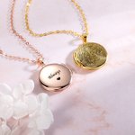 Gepersonaliseerde kleine ronde vingerafdruk fotolocket ketting met tekst Herdenkingscadeau voor verlies van geliefde