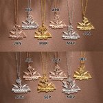 Gepersonaliseerde Geboorte Bloemen Boek Ketting met Naam Terug naar School Verjaardag Moederdag Cadeau voor Vrouw Boekenliefhebber