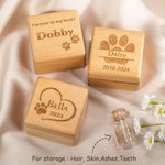 Personalised Engraving Wooden Pet Fur Photo Magnetic Keepsake Box with Name Dog Paw Rainbow Bridge Loss of Pet Memorial Gift for Pet Owner
