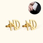 Gepersonaliseerde Overlappende Brief Manchetknoop Set van 2 Kleding Accessoires Bruiloft Cadeau voor Hem Bruidegom Bruidsjonkers