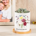 Gepersonaliseerde Geboorte Vlinder Anjer Boeket Keramische Plantenpot met Bamboe Voet en Naam Moederdag Verjaardagscadeau voor Mama Oma