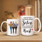 Personalisierte Schwestern Seite an Seite Becher mit Namen Geburtstag Jahrestag Geschenk für Frau Freund