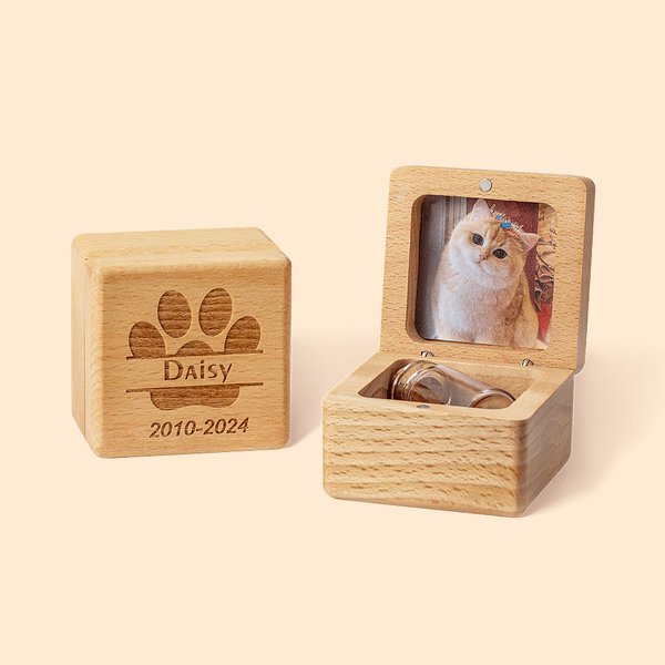 Gepersonaliseerde gravure houten huisdier bont foto magnetische keepssake box met naam hond poot Rainbow Bridge verlies van huisdier Memorial Gift voor huisdiereigenaar