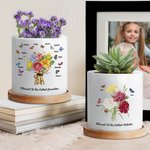 Gepersonaliseerde Geboorte Vlinder Anjer Boeket Keramische Plantenpot met Bamboe Voet en Naam Moederdag Verjaardagscadeau voor Mama Oma