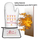 Set de 2 Guantes de Cocina y Porta Ollas Personalizados con Nombre y Texto Flor de Corazón para Mamá Amante de la Cocina