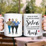 Personalisierte Schwestern Seite an Seite Becher mit Namen Geburtstag Jahrestag Geschenk für Frau Freund