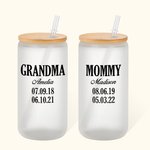 Tasse en verre personnalisée Multicolore Nom Date 20oz avec couvercle et paille Anniversaire Fête des Mères Cadeau pour Mère Grand-mère