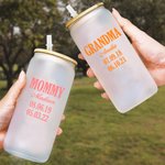 Tasse en verre personnalisée Multicolore Nom Date 20oz avec couvercle et paille Anniversaire Fête des Mères Cadeau pour Mère Grand-mère