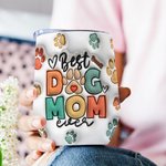 Vaso personalizado Best Dog Mom Ever 3D Effect 12oz con foto y nombre Regalo de cumpleaños para el Día de la Madre para amantes de los perros
