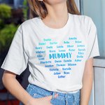 Personalized 100% Cotton Gradient Heart T-shirt with 1-32 Names Mother's Day Birthday Gift for Mom Grandma