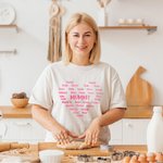 Personalized 100% Cotton Gradient Heart T-shirt with 1-32 Names Mother's Day Birthday Gift for Mom Grandma